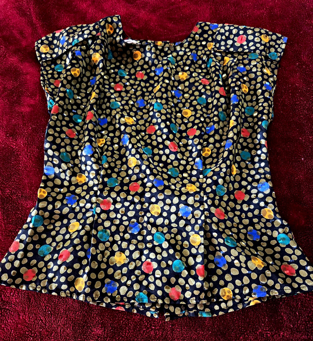 Vintage 90s Sholder Pads Plymouth Women Polka Dot Sleeveless Button Blouse Sz 10
